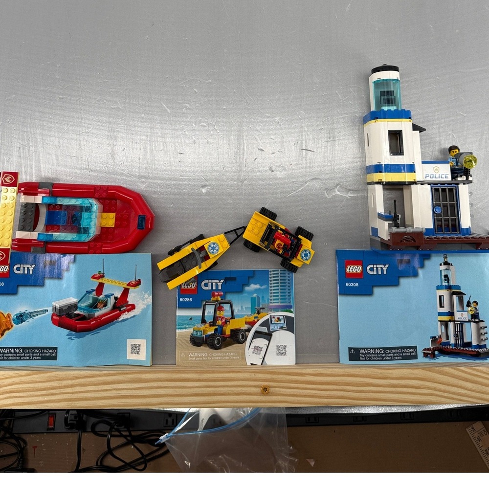 LEGO City Seaside Police Station 60308 Beach Rescue ATV 60286‎ Bundle w/ Manuals